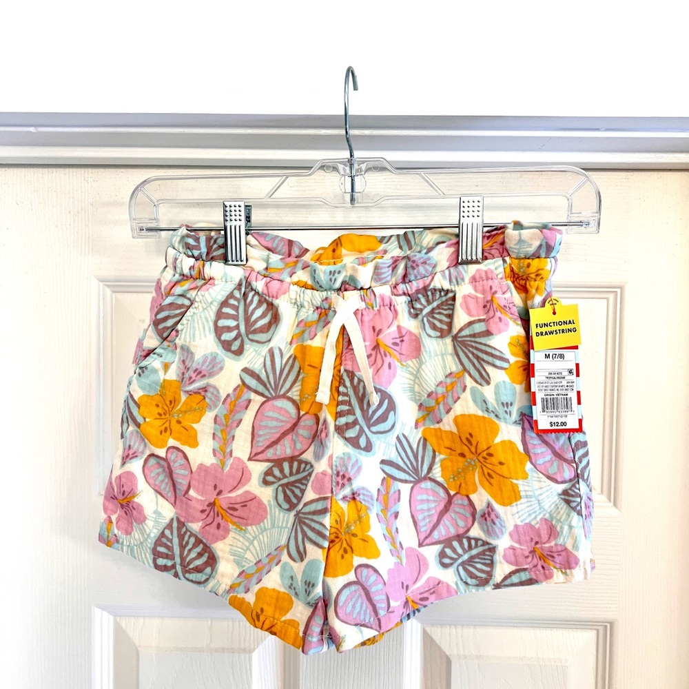 Girl’s Cat & Jack Tropical Shorts with Drawstring Size M 7/8